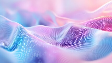 Digital particles undulating in a vibrant gradient, representing abstract data flow, technology, and interconnected networks in a futuristic landscape