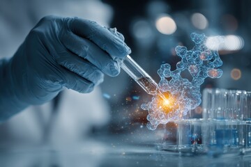 Scientists conducting genetic research in a laboratory with advanced technology during a focused experiment on molecular interactions