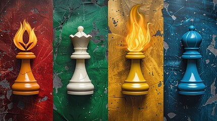 Creative Graphic Design Cover Divided into Four Sections with Strong Color Theory