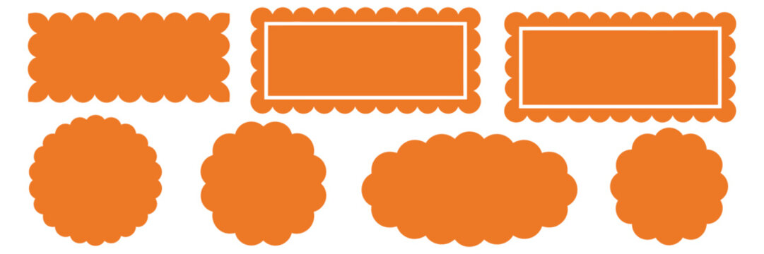 Scalloped rectangle shape multicolored, clipart image isolated on white background, perfect for graphic design, digital artwork, greeting cards, invitations, scrapbooking