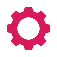 Pink gear icon on white background