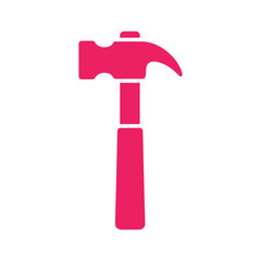 Pink hammer icon on white background