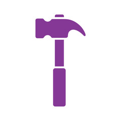 Purple hammer icon on white background