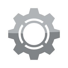 Gray gear icon on white background