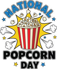 Pop Art Popcorn Day Bucket Graphic Vector