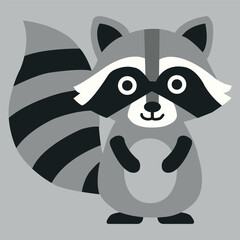 Cute Cartoon Raccoon Illustration for Kids, Playful Animal Design, Adorable Graphic Art for Home Decor