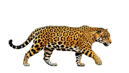 Isolated Jaguar prowling, exotic wildlife from South America, stealthy predator in motion