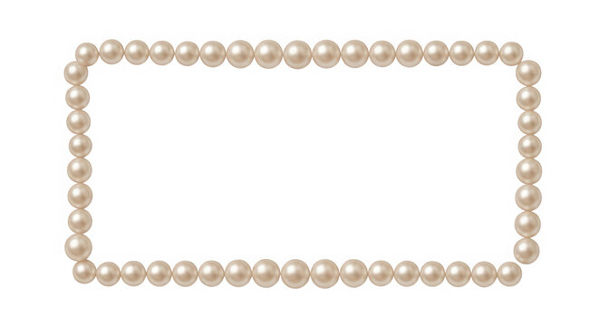 Pearl rectangular frame isolated on transparent background