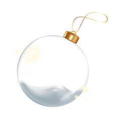Elegant white christmas ornament isolated on a transparent background.