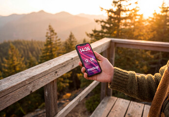 Phone navigation mockup in nature