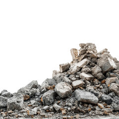 Debris Pile: An assortment of shattered concrete pieces lies in a heap, bearing the remnants of demolition, and standing as a reminder of rebuilding.