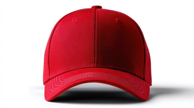 Front-Facing Classic Red Baseball Cap Mockup with Smooth Canvas