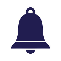 Dark blue bell icon on white background