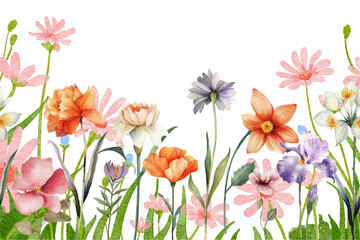 Flower watercolor frame for wedding, birthday, card, background, invitation, wallpaper, sticker, decoration etc.
