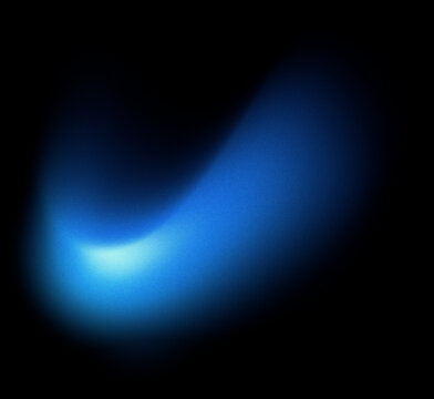 Grainy fluid glowing blue blur gradient swoosh on black background