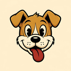 Cartoon Dog Face with Happy Expression.