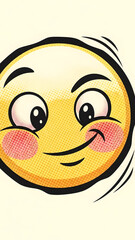 Smiling Yellow Cartoon Face with Blush.