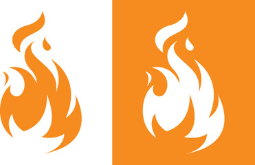 Modern Stylized Flame Icon in Orange and White