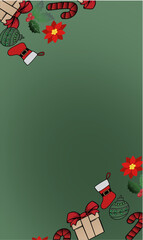 A festive Christmas backdrop featuring Christmas ornament decorations creates a holiday atmosphere.