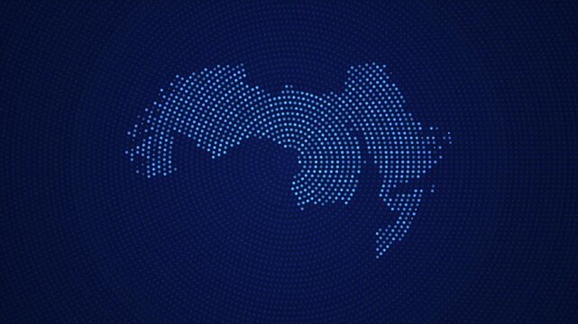 Digital Arab World Map with Dotted Flicker and Scale Reveal Animation