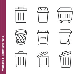 Trash and Garbage line icons - Mini collection and editable stroke series icon