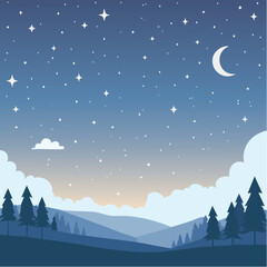 Naklejka premium Night sky with stars.