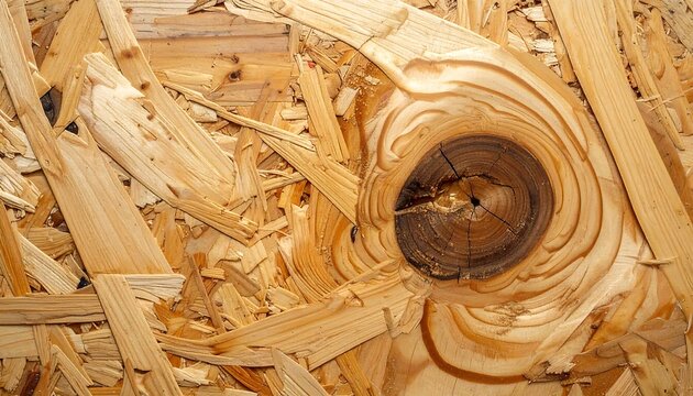 Close-up reveals textured surface of wood with splintered segments and a noticeable knothole in the middle of the frame