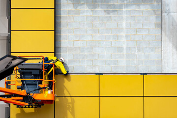 Articulating Boom Lift at a Construction Site