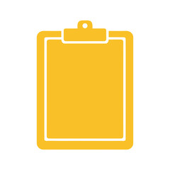 Yellow clipboard icon on white background