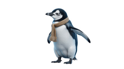 Penguin with Scarf on Transparent Background