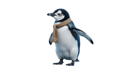 Penguin with Scarf on Transparent Background