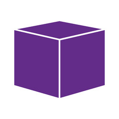 Purple cube on white background