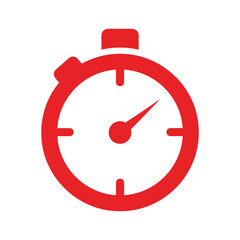 Red stopwatch icon on white background