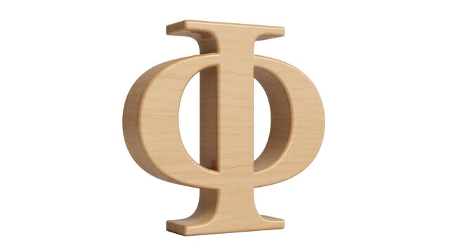 Phi Symbol, Wooden, Isolated