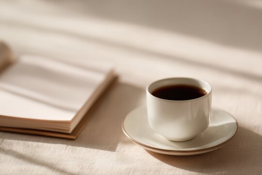 year end business reflection with coffee and notebook, slow mindful working mood