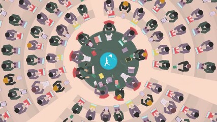 2D animated global collaboration network, teamwork around world, remote work and digital communication concept - Powered by Adobe