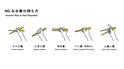 NGなお箸の持ち方　2色