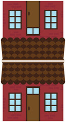 vector illustration of a house with roof and chimney on a white background