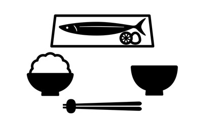 シンプルな和食　シルエット　1色