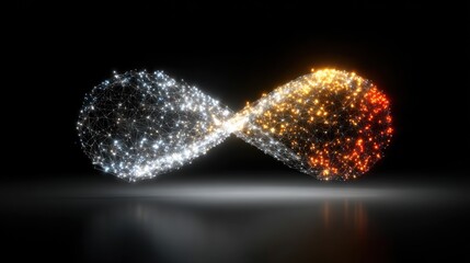 Abstract Infinity Symbol Made of Glowing Particles.