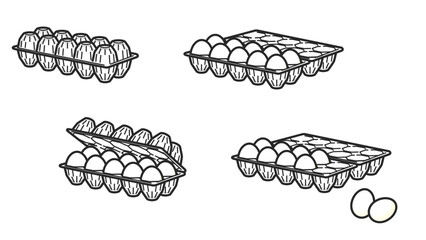たまごパックのイラストセット・バリエーション