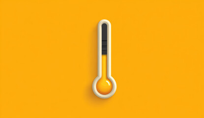 Digital thermometer with orange and black color scheme on bright orange background in a modern vector illustration style