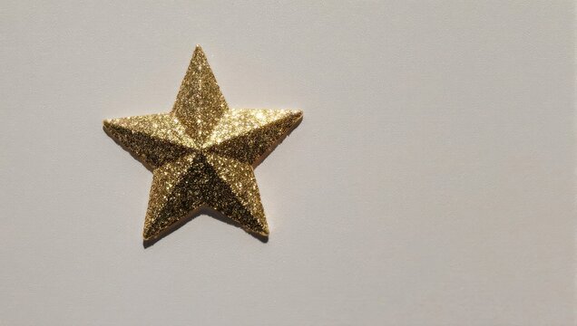Golden star ornament on a neutral background, festive and bright.