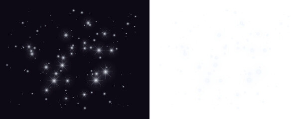 Sparkling lights and star bursts effect on dark background, magic dust, glitter, bokeh, abstract, festive, celebration, glow, fantasy isolated on transparent background © Mehedi