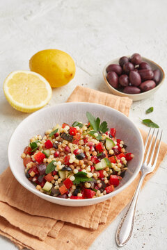 Vegetable fregola salad