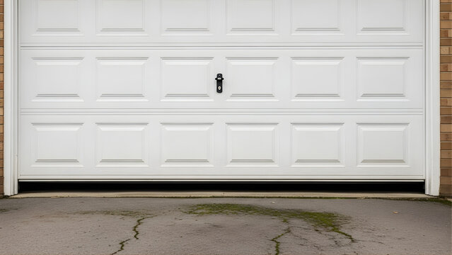 Misaligned Garage Door Safety Sensors at Home Entrance, Garage Door Not Closing Due to Sensor Failure