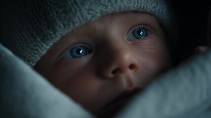 Captivating baby close-up home intimate portrait innocence