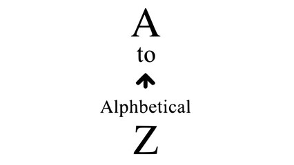 Alphabetical letters point upwards in educational scene on white or Alphabetical letters show direction upwards in white field for study