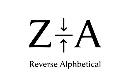 Alphabetical symbols reverse order against direction on white background illustration or Letters swap places against arrows on white background illustration