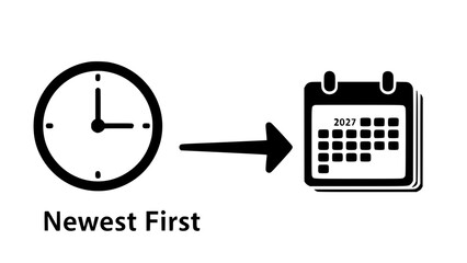 Clock transfers time towards calendar illustrating future events on white or Time icon points to date symbolizing upcoming 2027 year within schedule setting